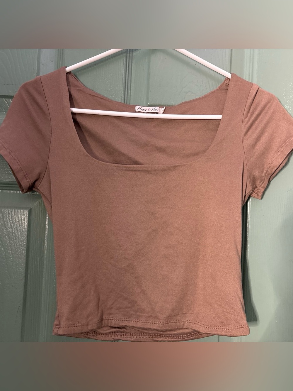Heart Hips, Short Sleeve square neck Crop Top